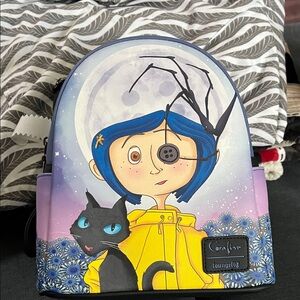 Loungefly Coraline Mini Backpack – Yellow, Blue, Purple